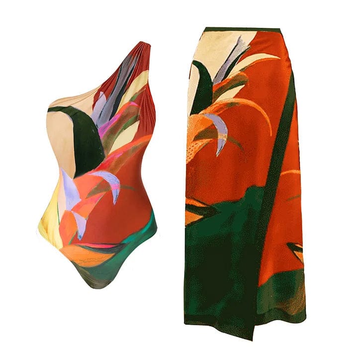 PRINTED SWIMSUIT WITH SKIRT 0306
