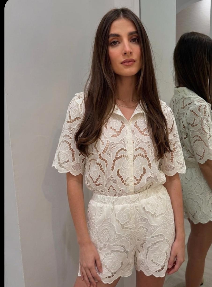 LACE DETAILED SHORTS SET 1106