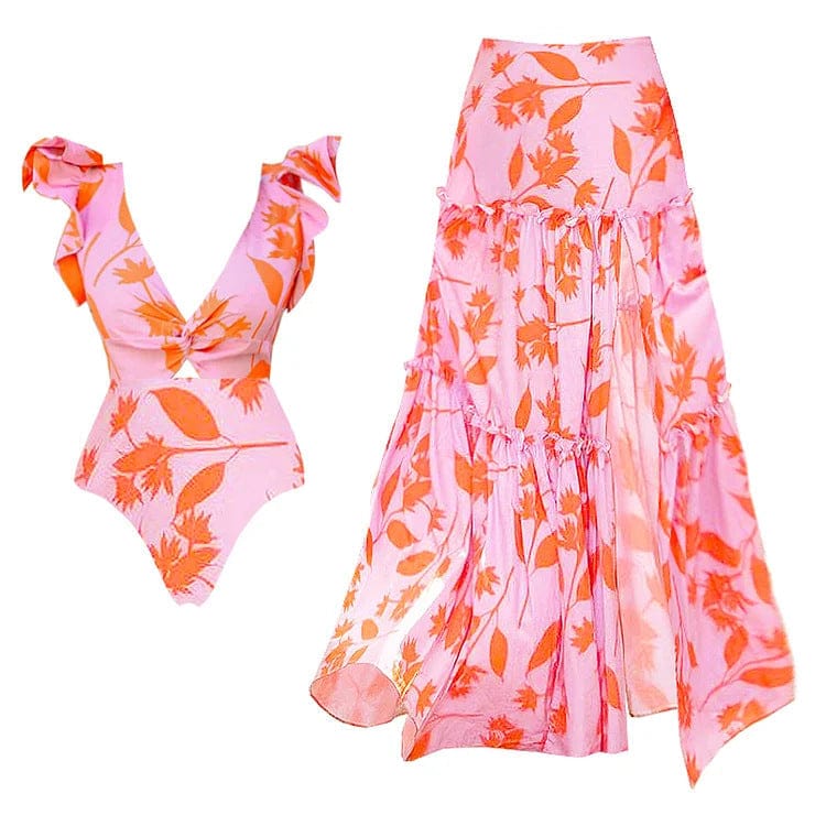 FLORAL SWIM SET WITH SKIRT 1106