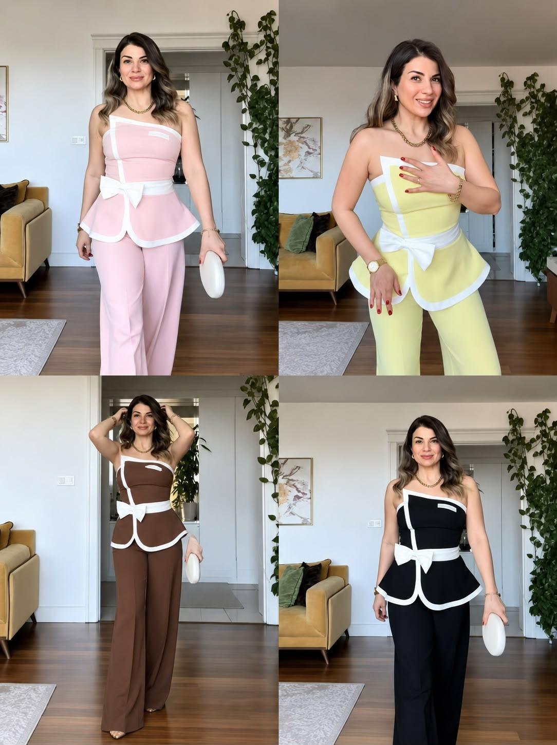 WOMEN’S 2-PIECE STRAPLESS TUBE TOP SET WITH PANTS