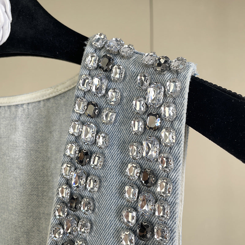 SEQUIN DENIM ONE PIECE DRESS
