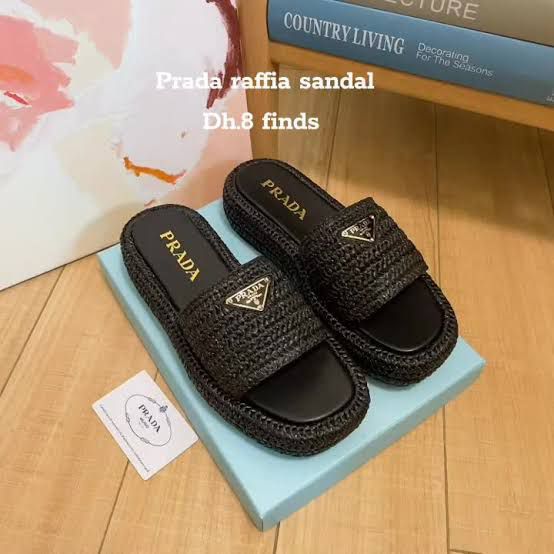Prada Raffia Slides