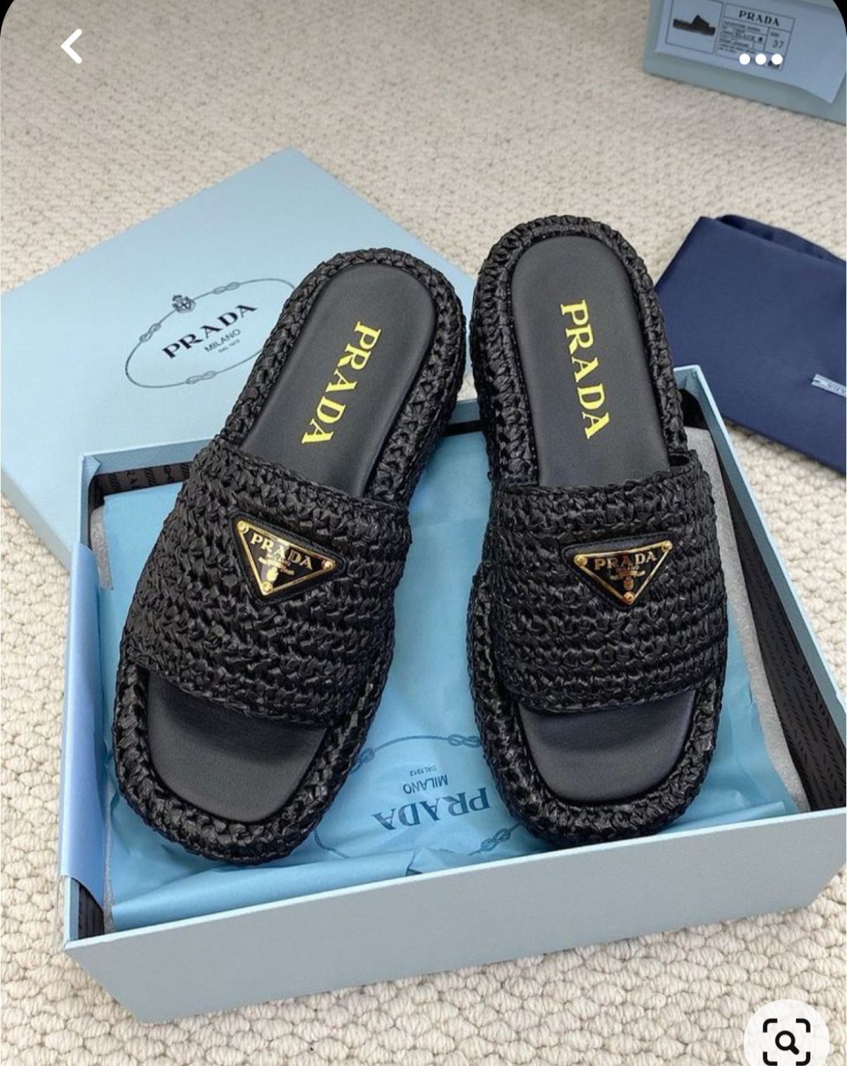 Prada Raffia Slides