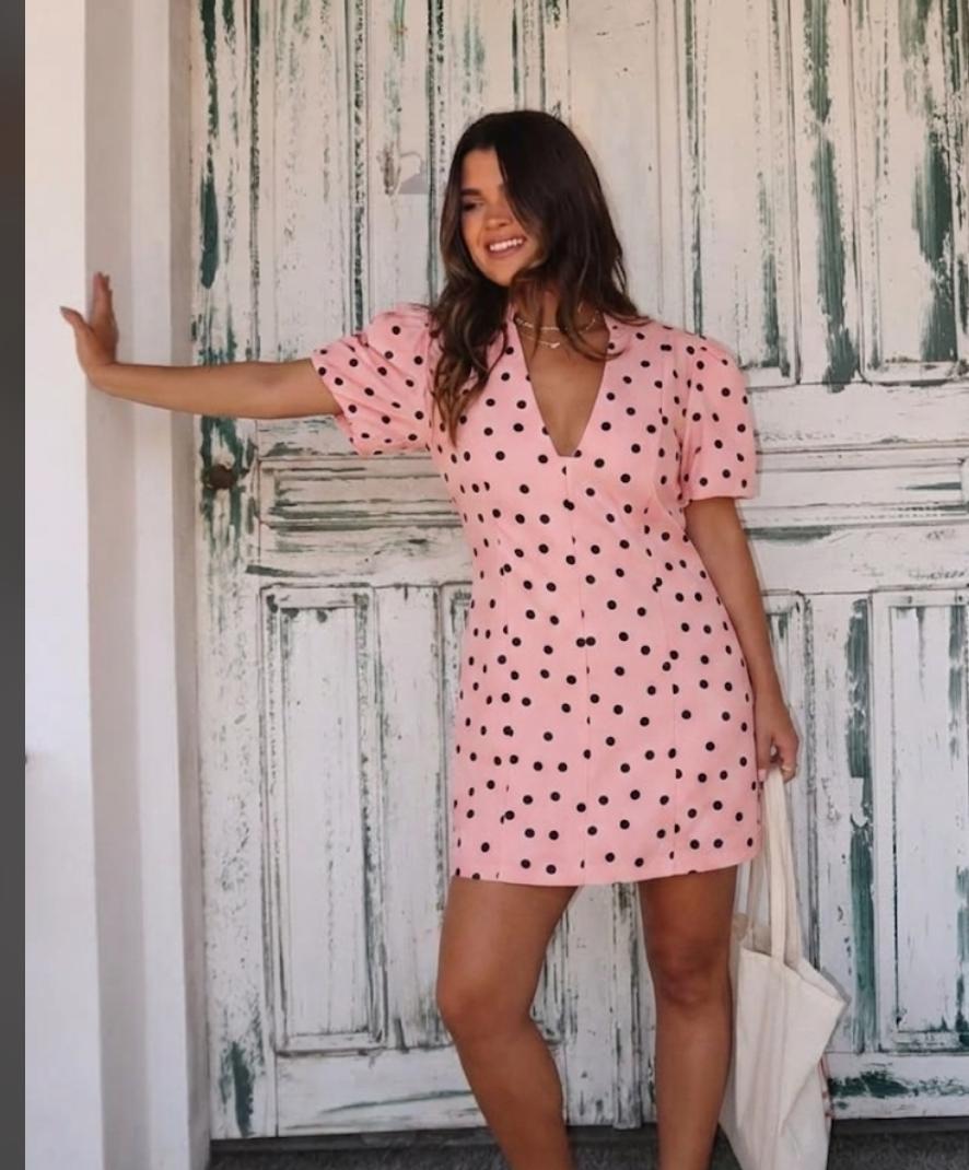 WOMEN’S POLKA DOT PUFF SLEEVE MINI DRESS