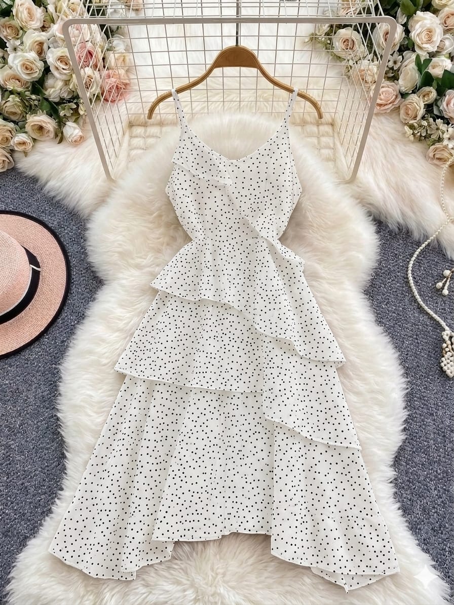 RACHEL LUXURY RUFFLED POLKA DRESS 2506
