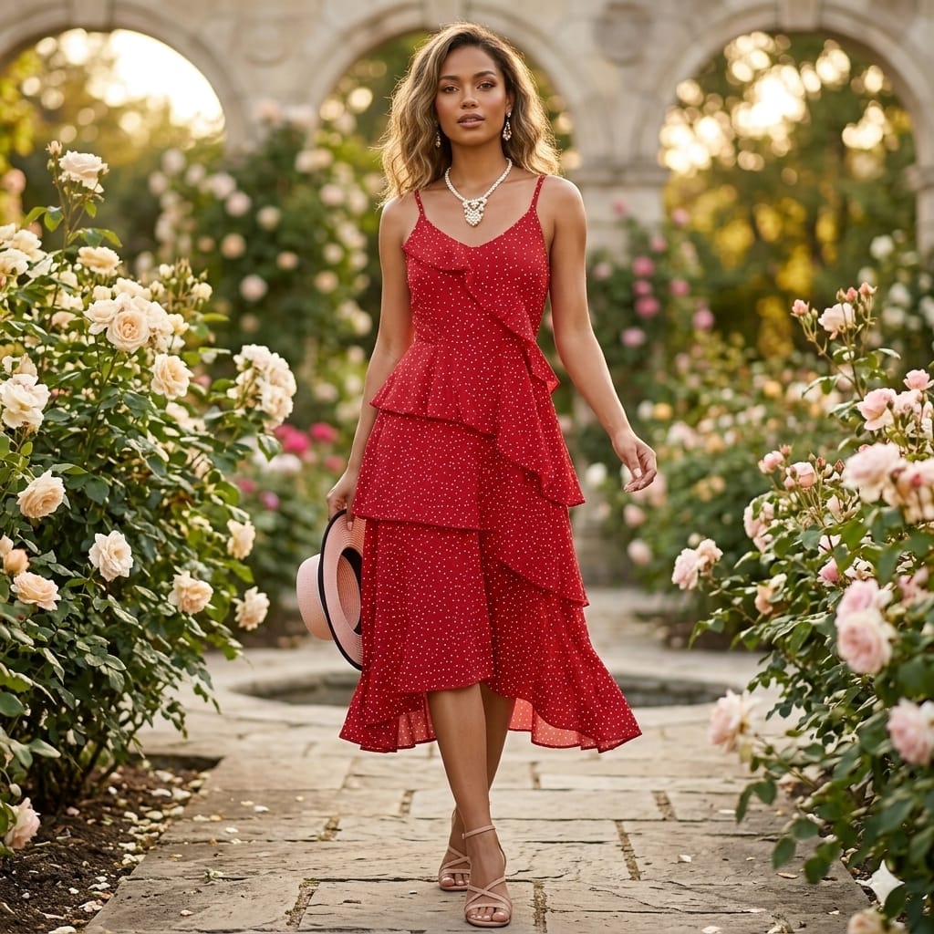 RACHEL LUXURY RUFFLED POLKA DRESS 2506