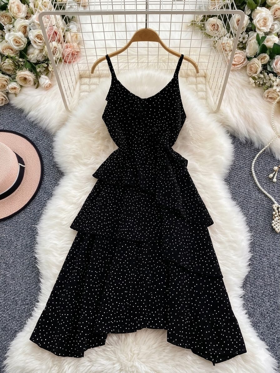 RACHEL LUXURY RUFFLED POLKA DRESS 2506