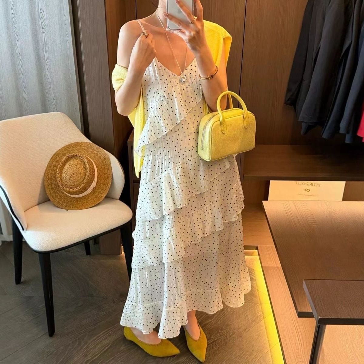 RACHEL LUXURY RUFFLED POLKA DRESS 2506