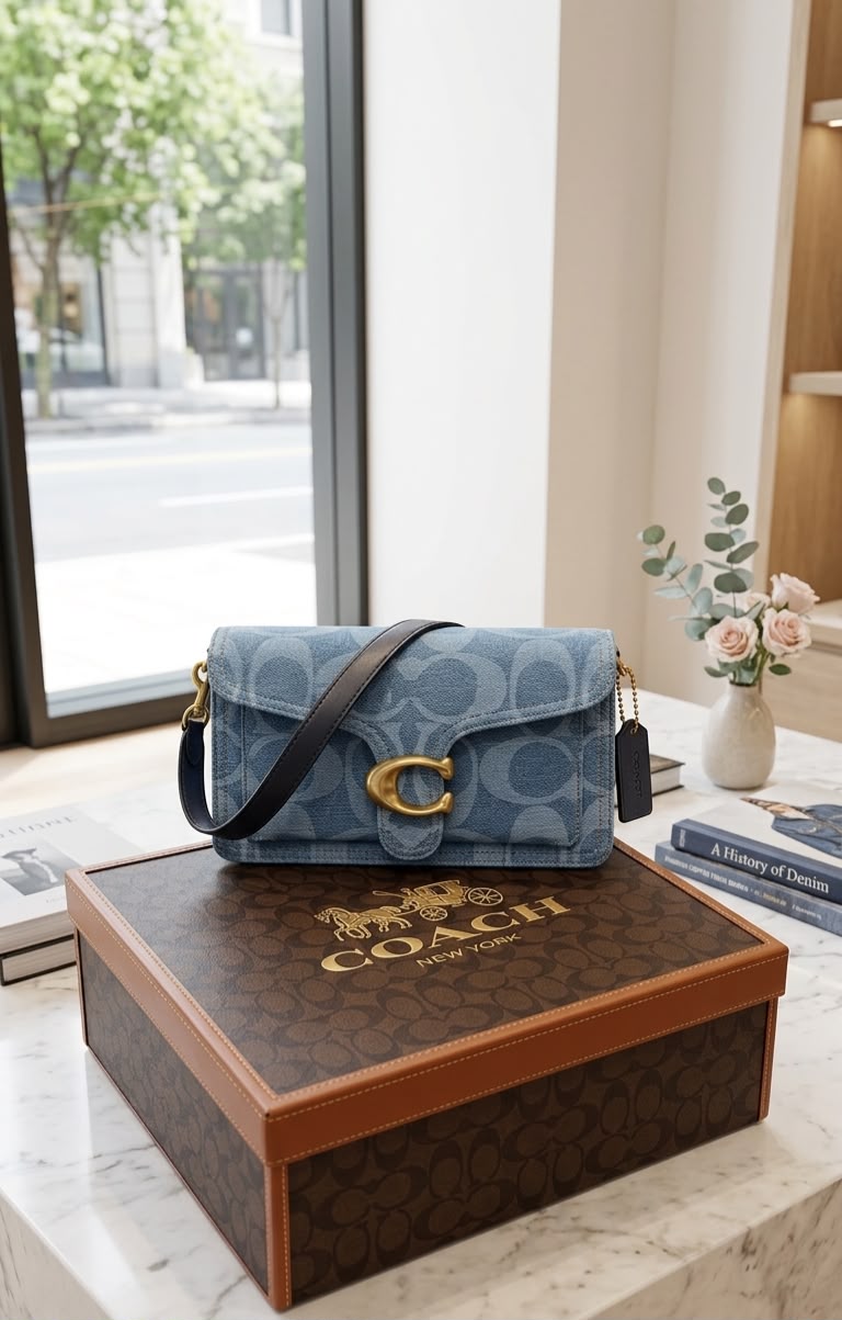 Coach Tabby 26 District Blue Denim High Quality Bag