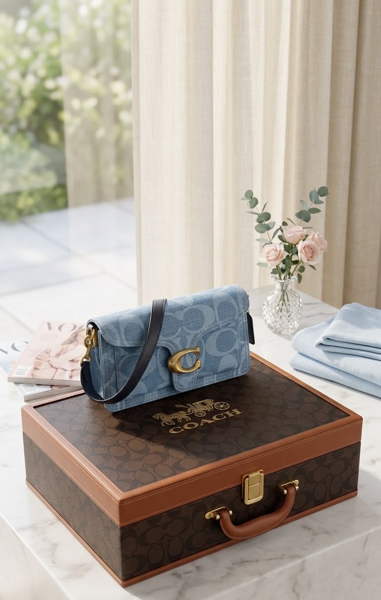 Coach Tabby 26 District Blue Denim High Quality Bag