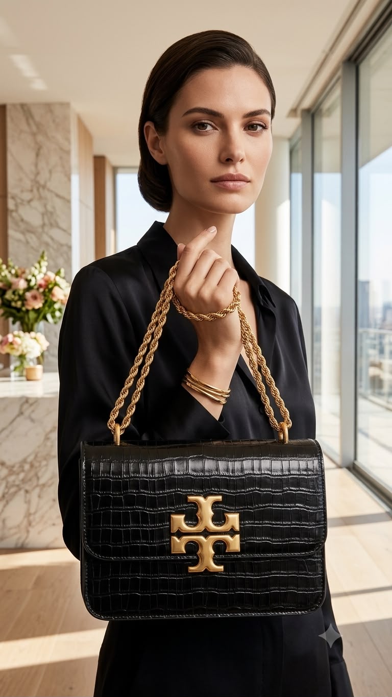 Tory Burch Croc 🐊 Effect Eleanor Genuine Calf Leather Bag