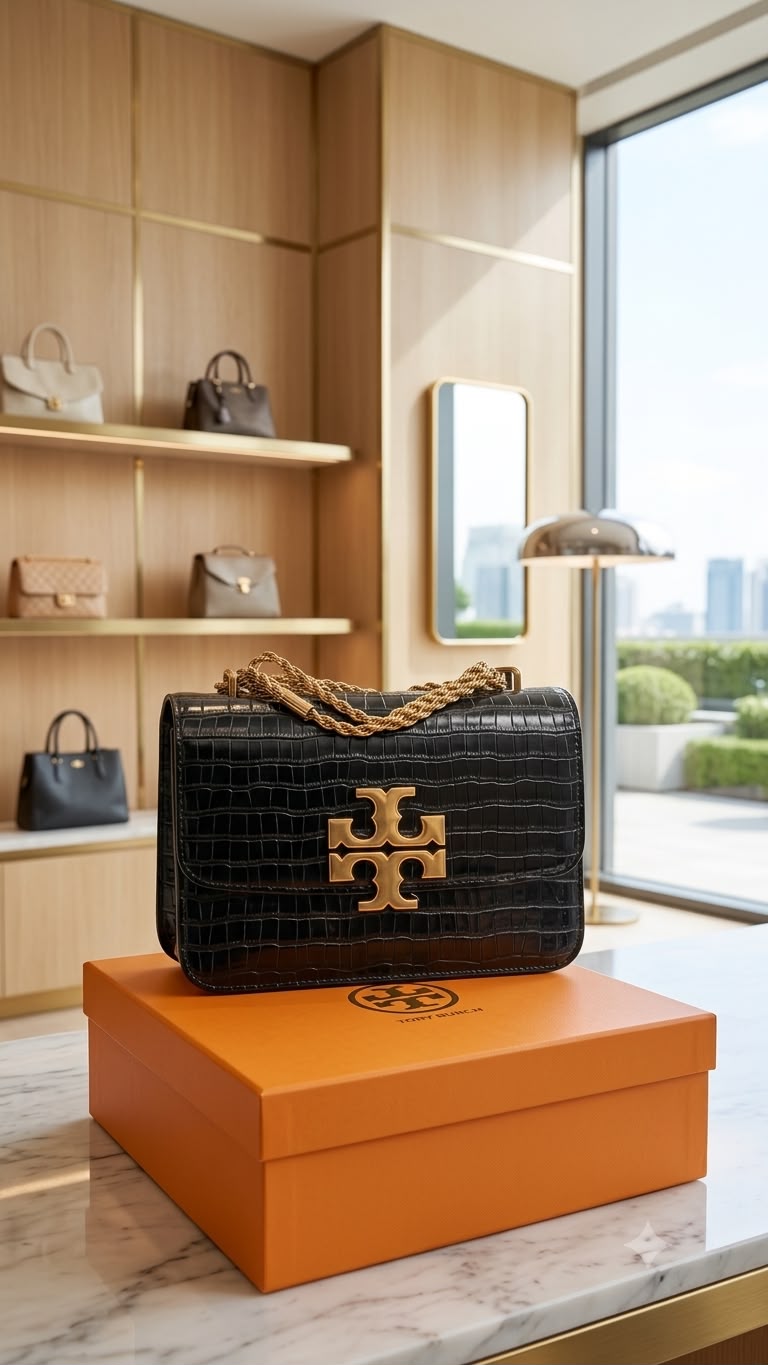 Tory Burch Croc 🐊 Effect Eleanor Genuine Calf Leather Bag