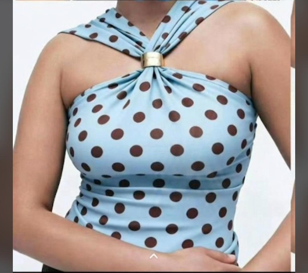 LUXURY POLKA DOT GOLDEN DETAIL TOP 1007 ✨