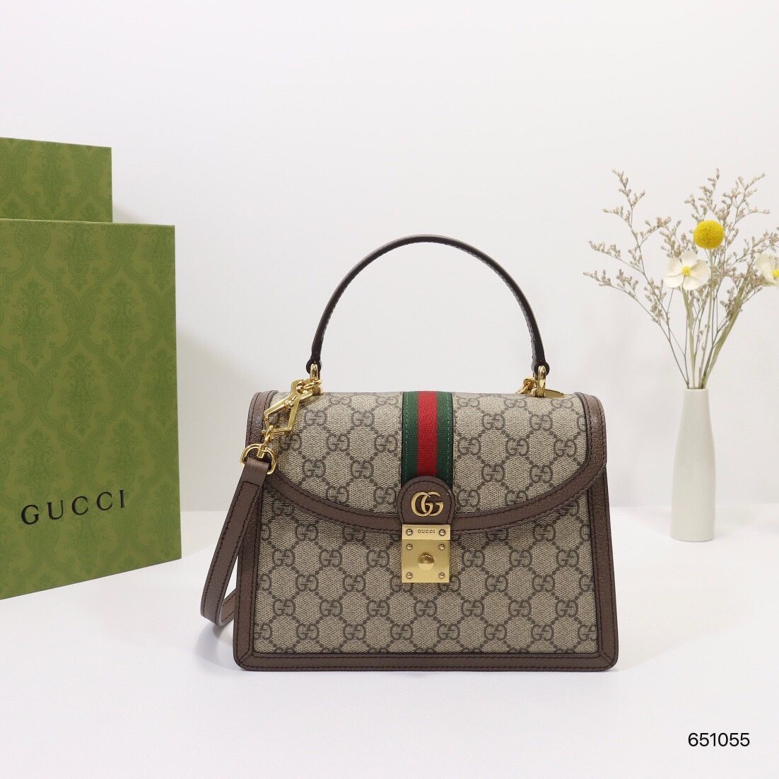 Introducing The Latest Gucci GG Ophidia Premium Quality Web Top Handle Bag
