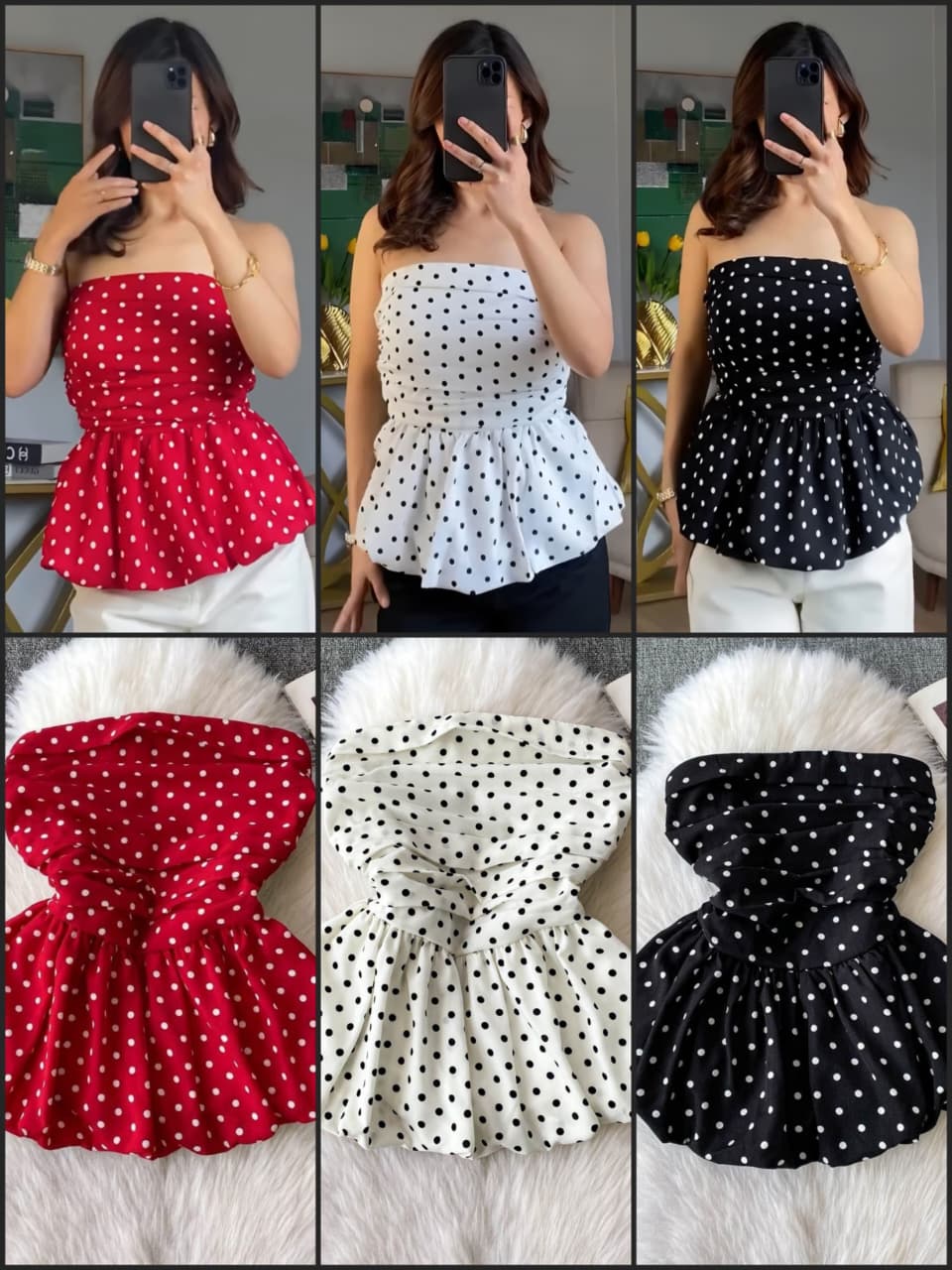GRACE LUXURY POLKA TOP 1007 🩷