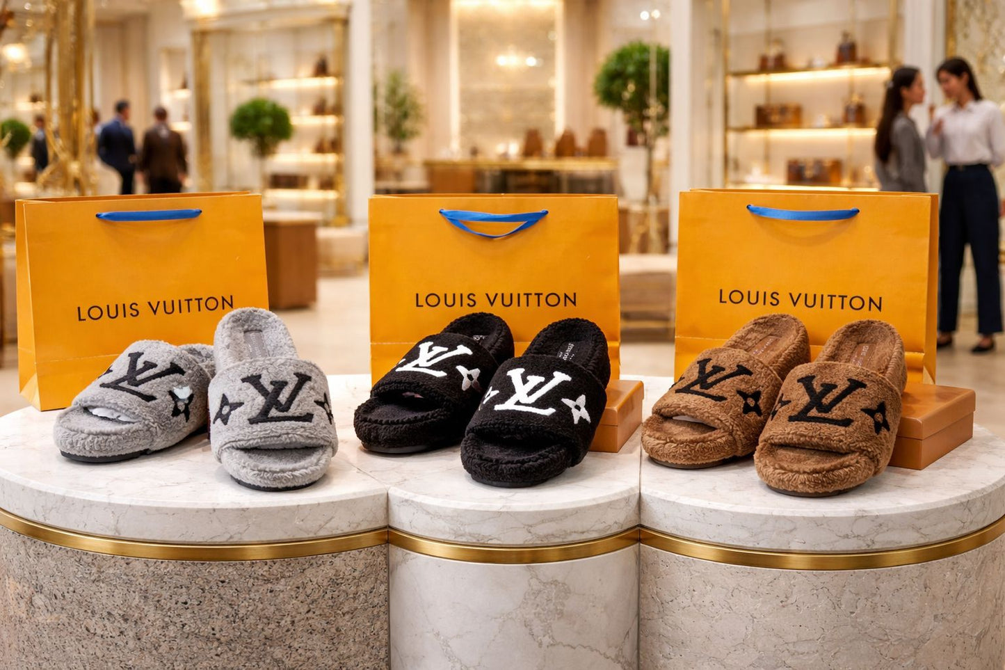 LOUIS VUITTON FURRY SLIPPER