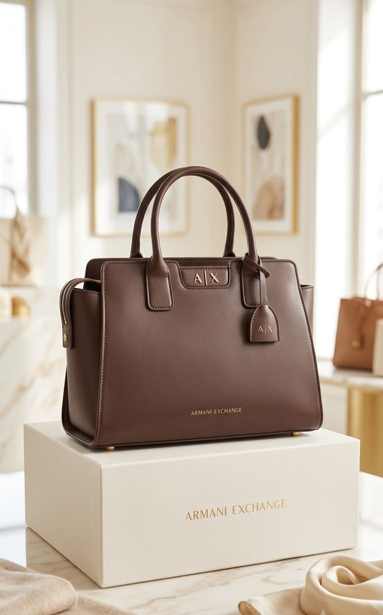 Armani Exchange Amelie Leather Tote Bag