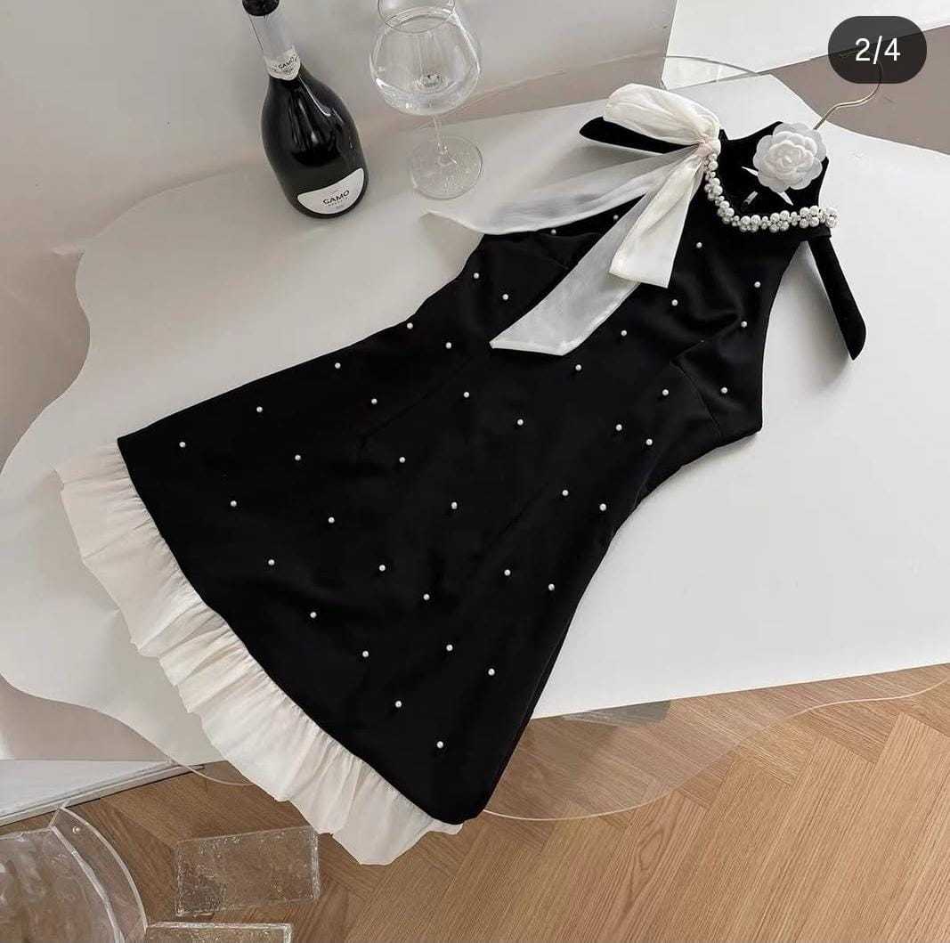 LUXURY EMBELLISHED PEARL WORK RUFFLE DRESS 1007