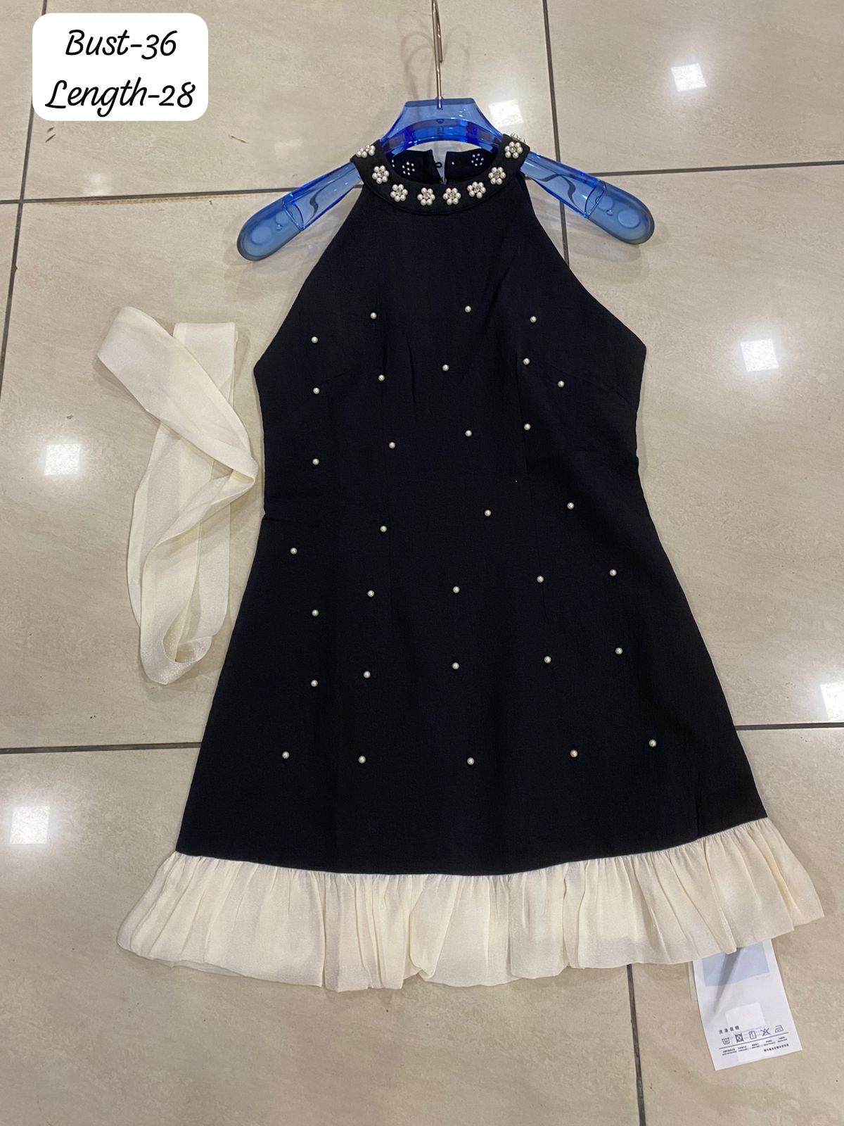 LUXURY EMBELLISHED PEARL WORK RUFFLE DRESS 1007