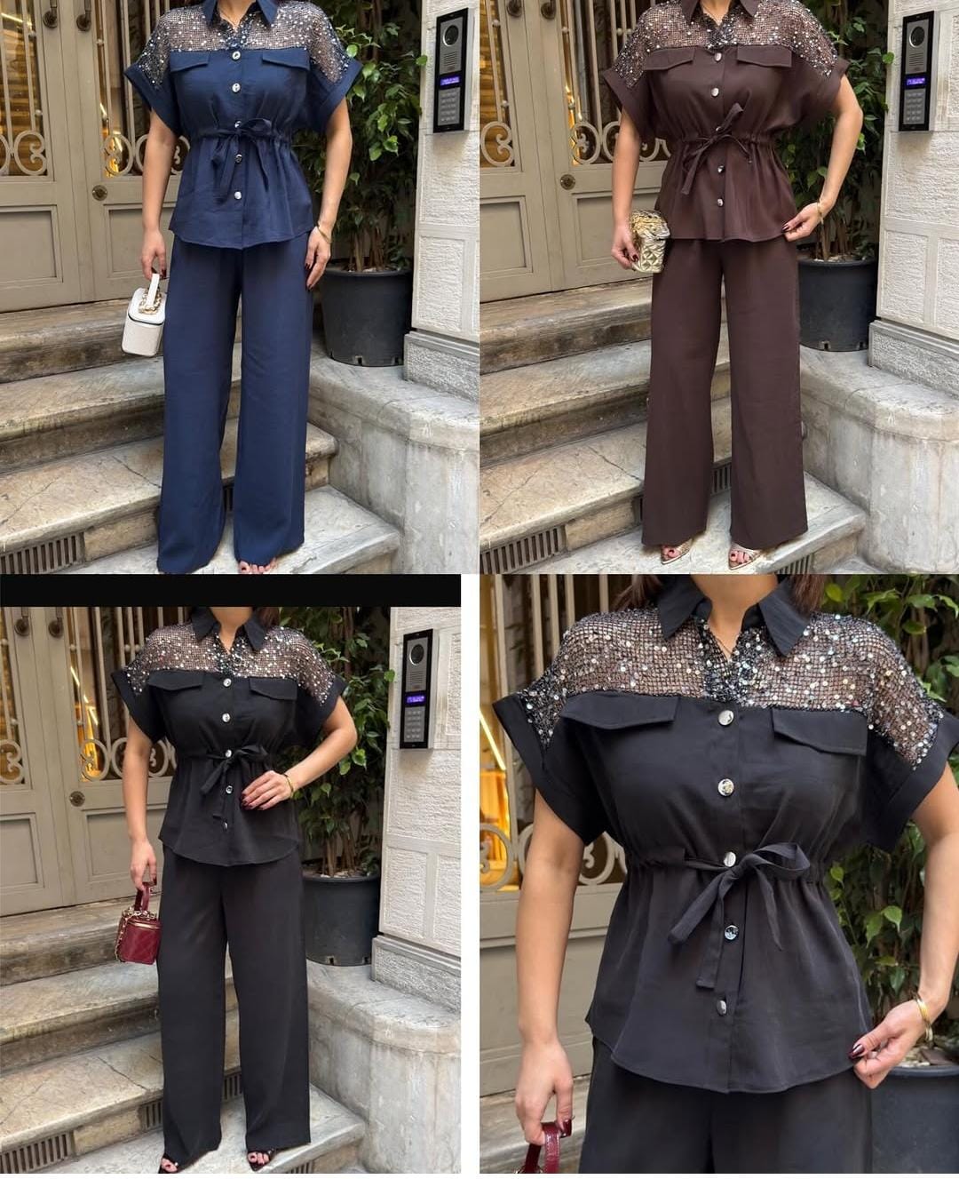 LUXURY SEQUIN DETAILED DRAWSTRING CO-ORD SET 1007 ✨