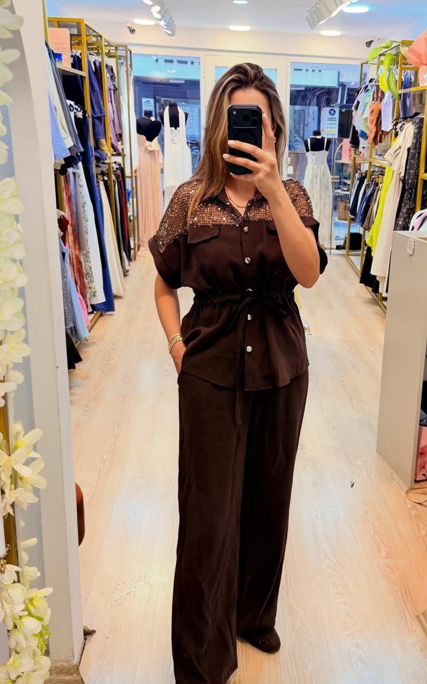 LUXURY SEQUIN DETAILED DRAWSTRING CO-ORD SET 1007 ✨