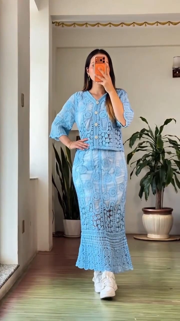 TIA LUXURY CROCHET CO-ORD SET 1007