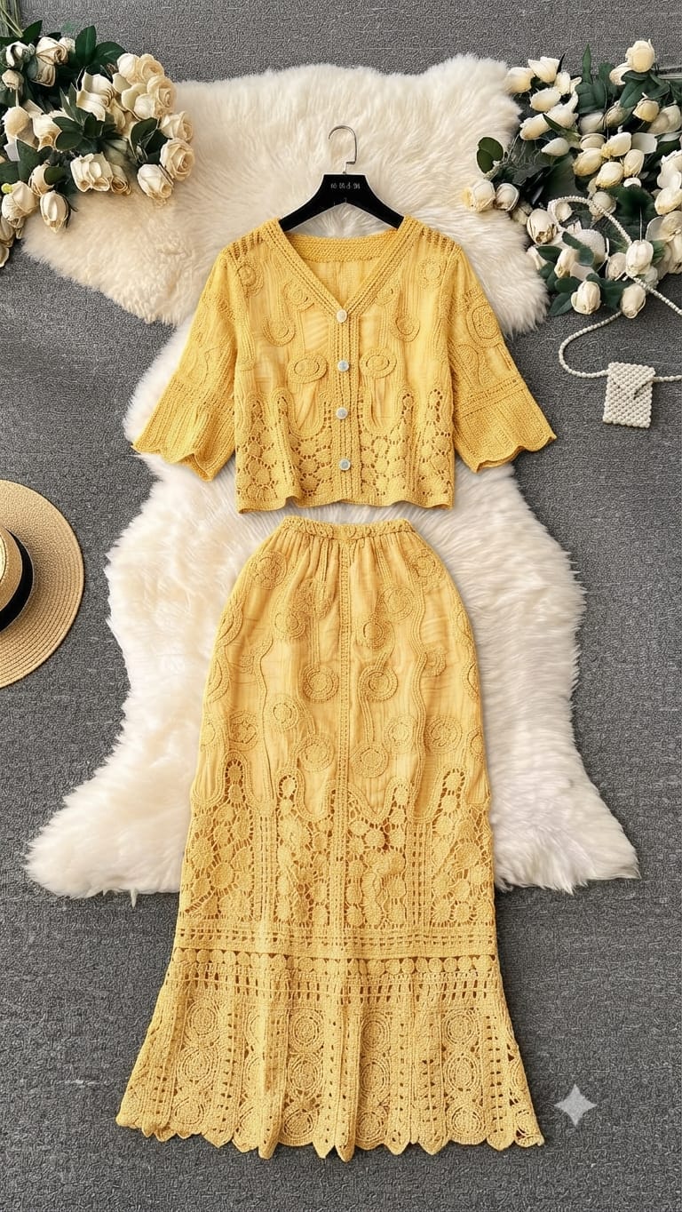TIA LUXURY CROCHET CO-ORD SET 1007