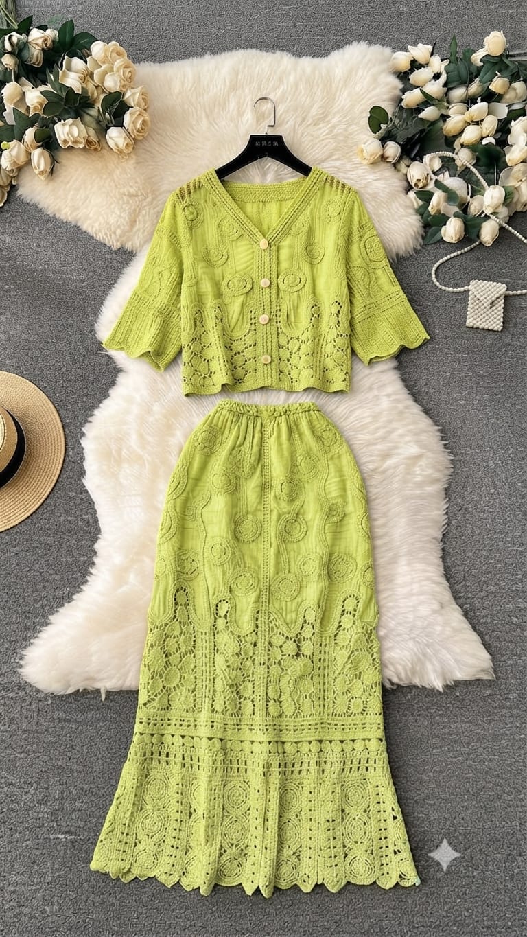 TIA LUXURY CROCHET CO-ORD SET 1007