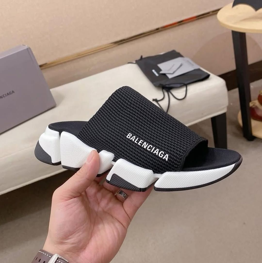 BLNCGA Speed 2.0 Recycled Knit Slide Mule White/Black
