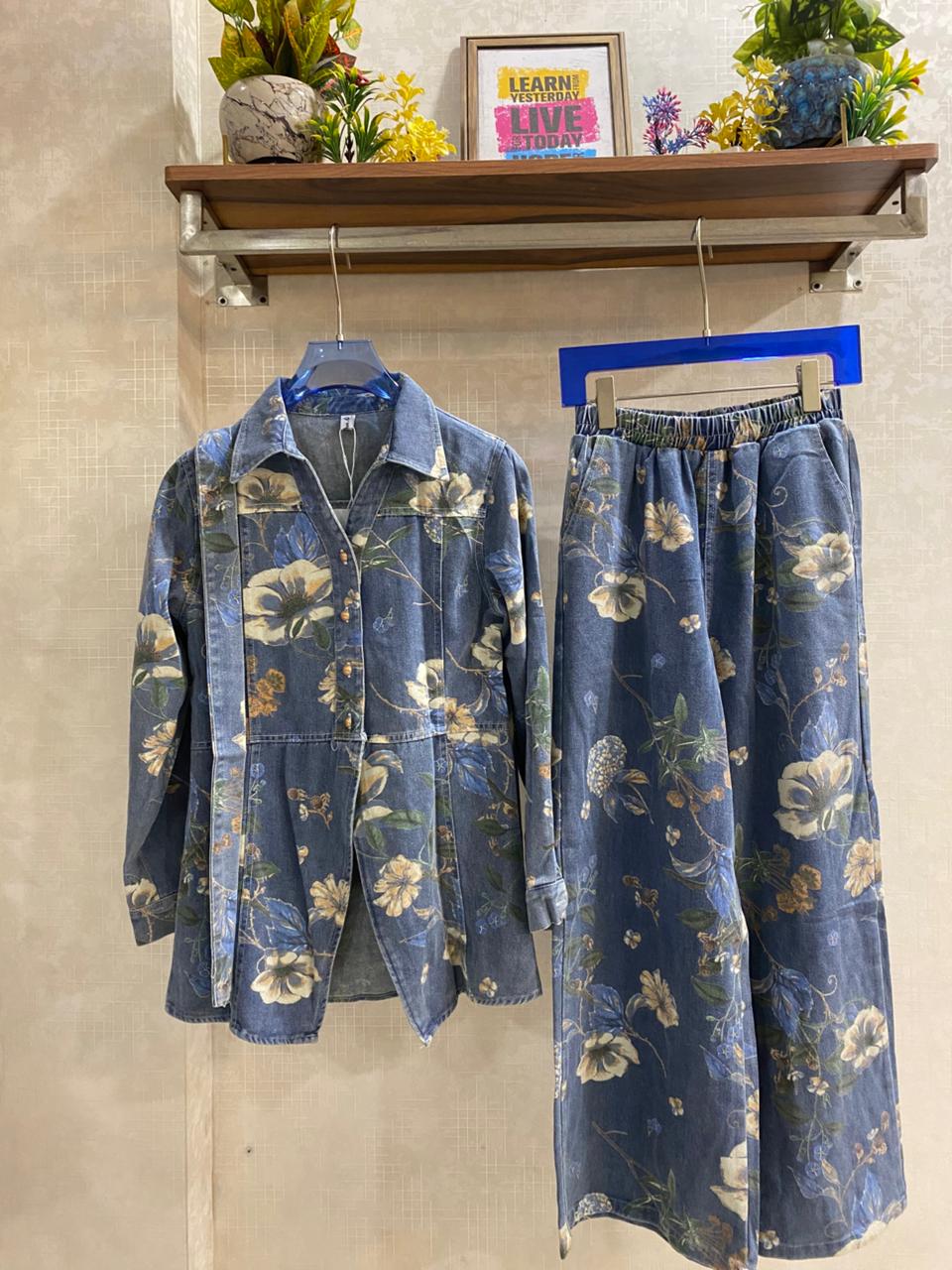 FLORAL DENIM COORD SET