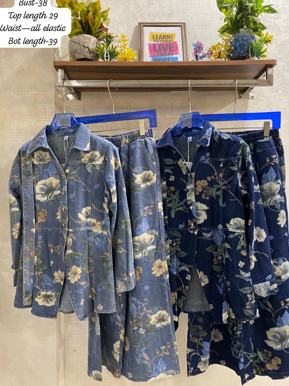FLORAL DENIM COORD SET