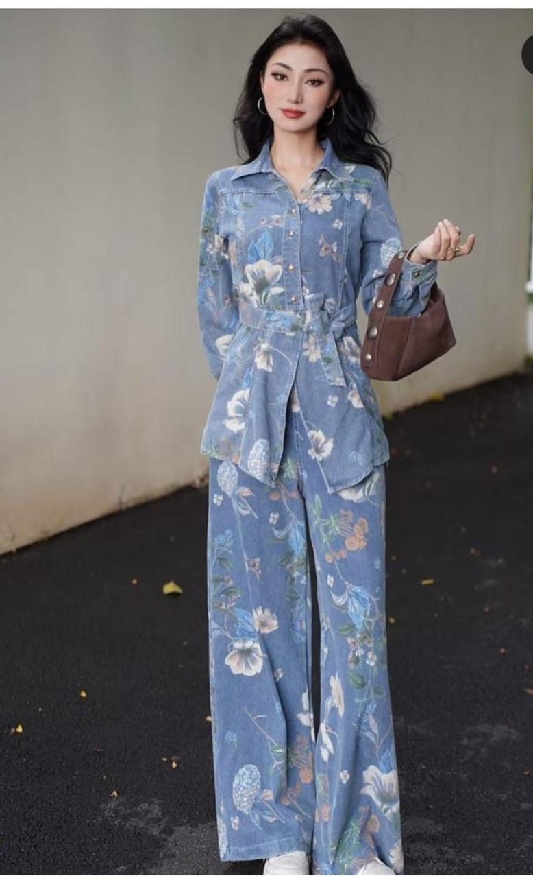 FLORAL DENIM COORD SET