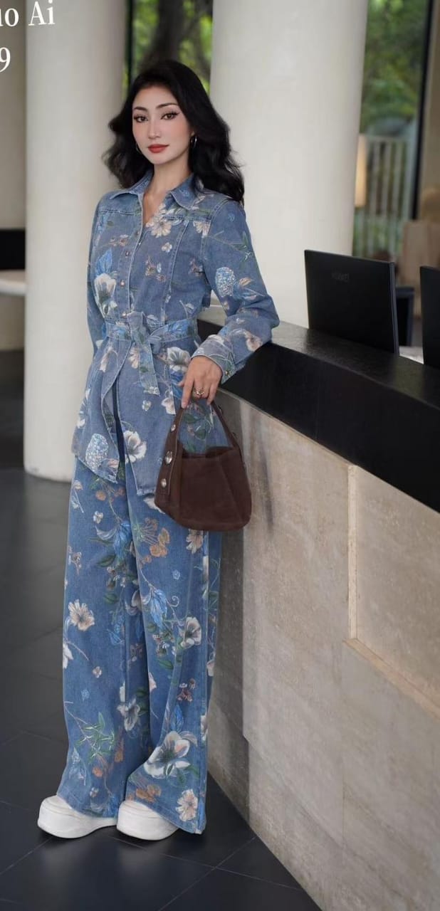 FLORAL DENIM COORD SET