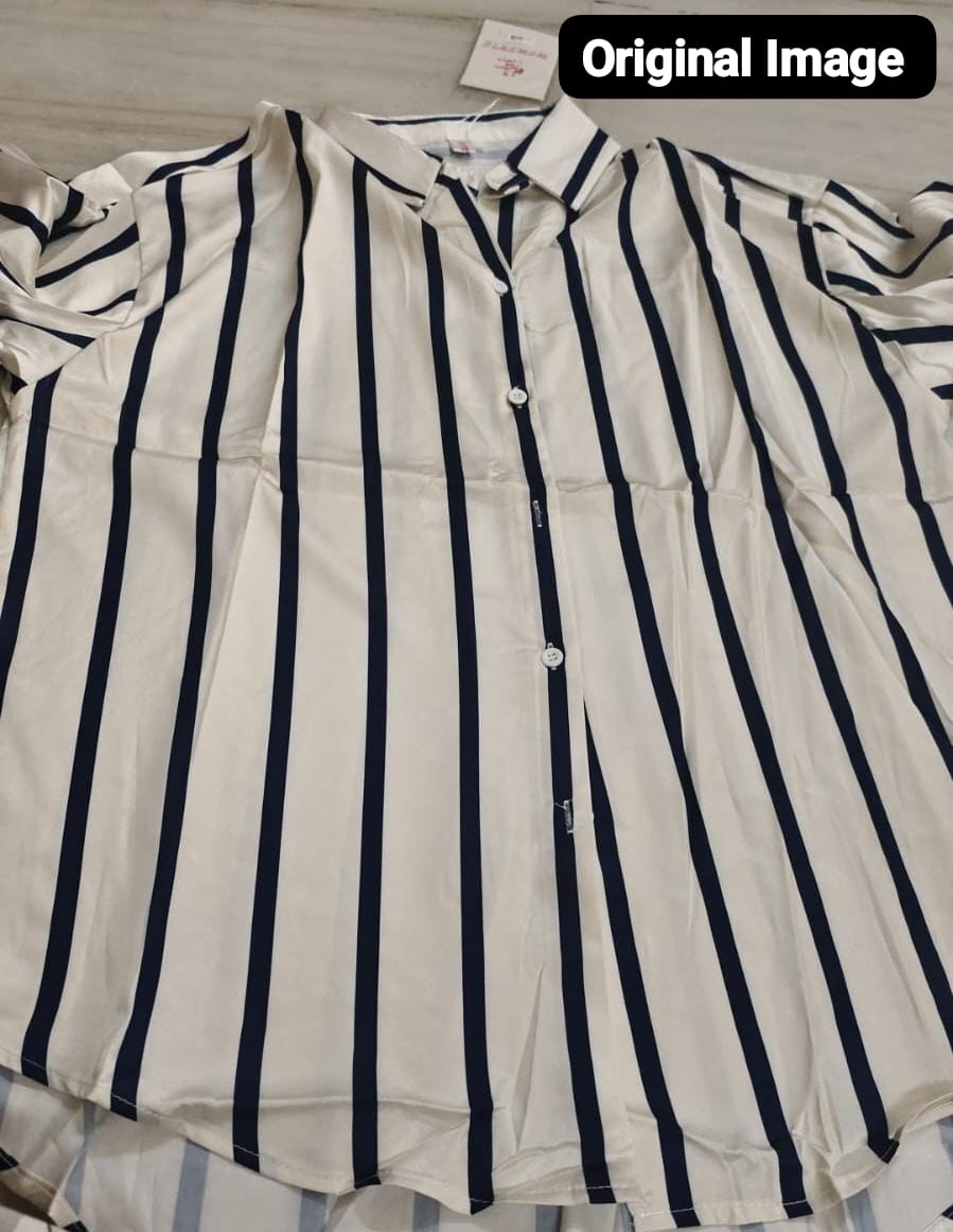 Striped Satin Shirt.