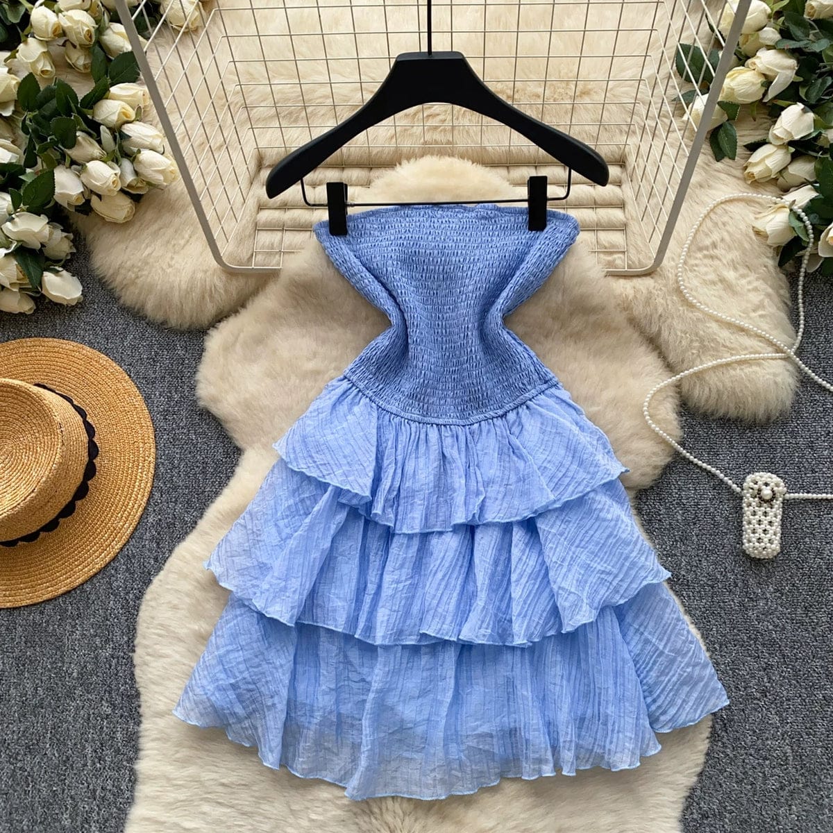 Singreiny Strapless Ruffles Ball Gown Dress