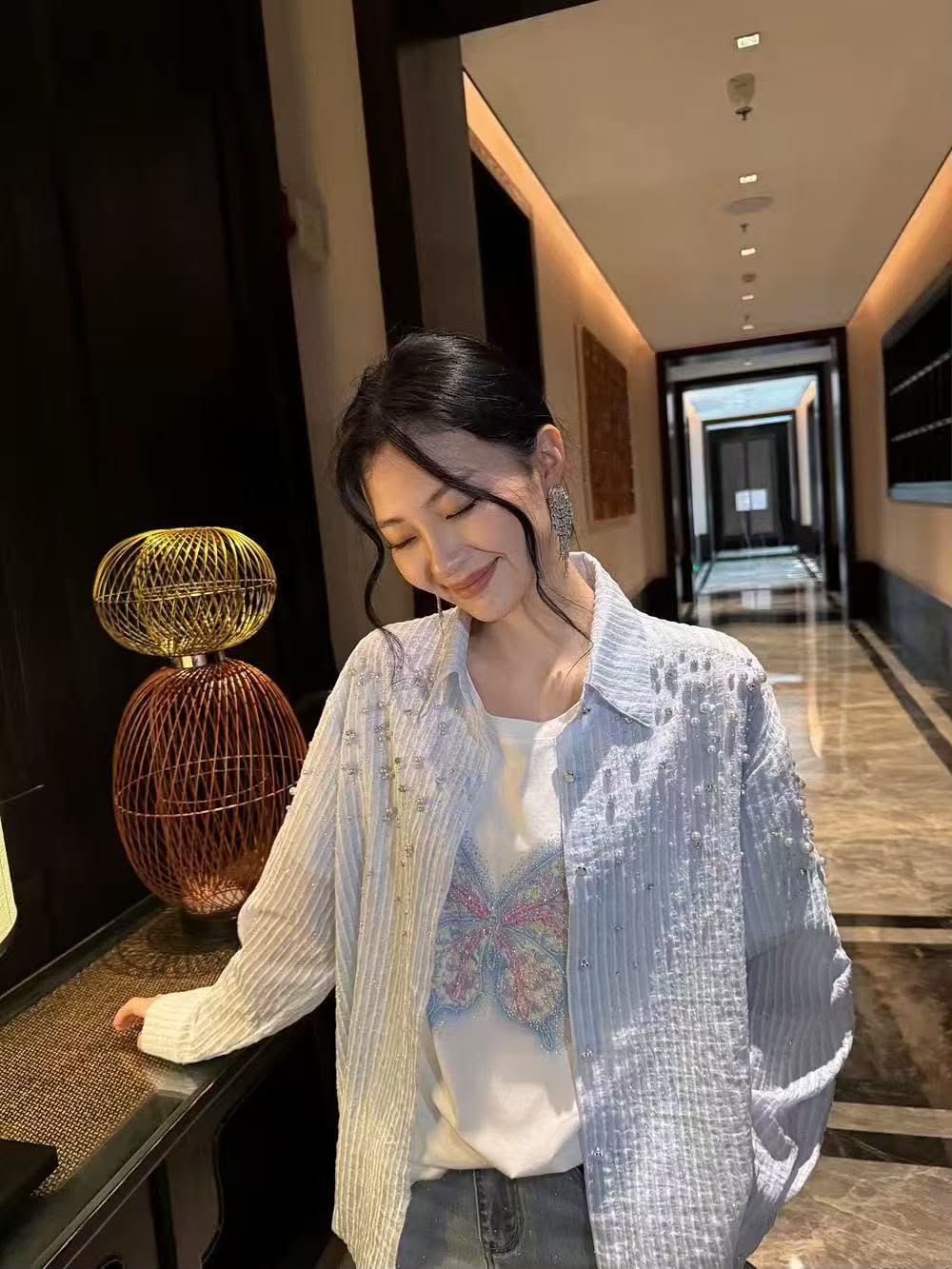 striped button-down shirt