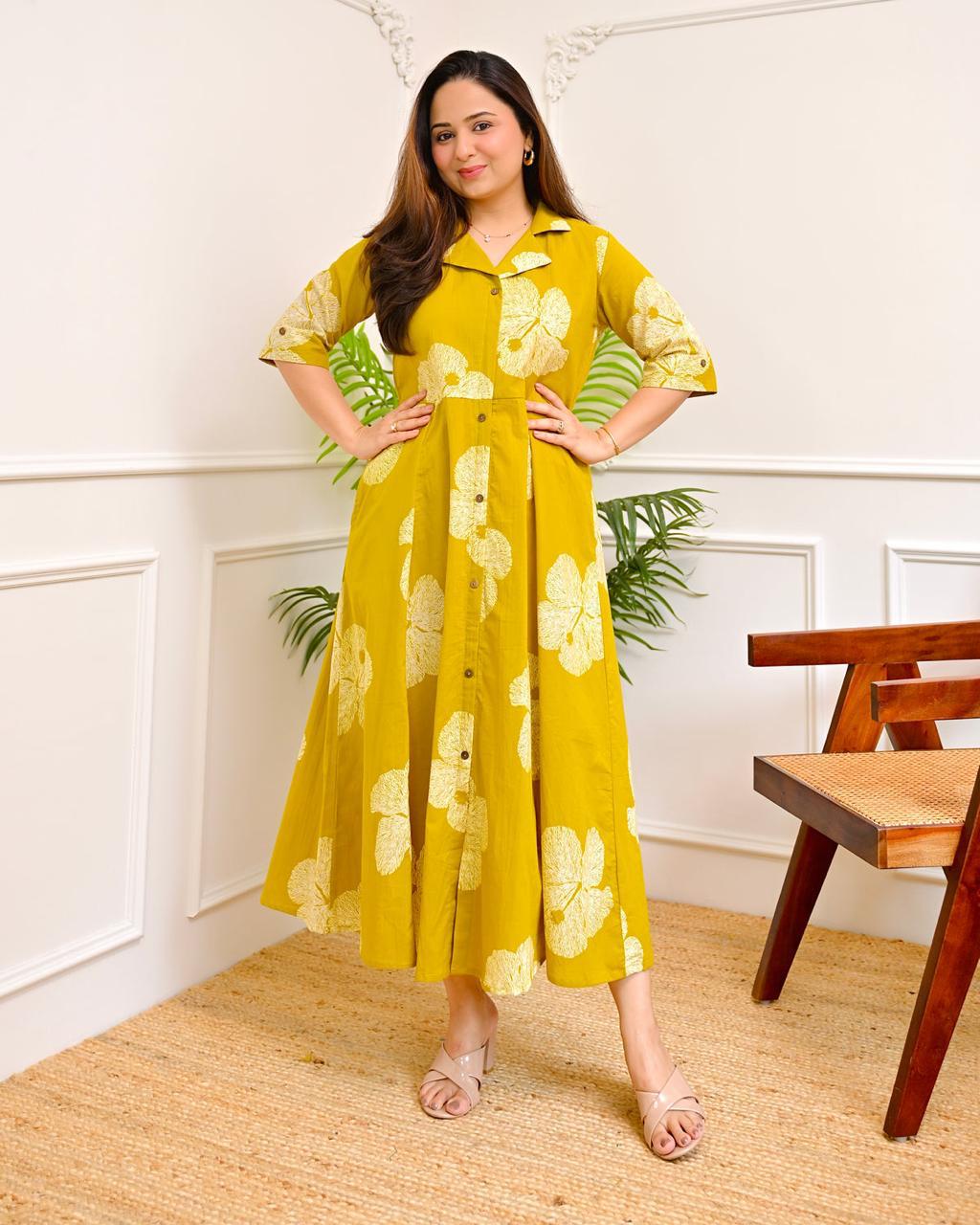 COTTON MIDI DRESS WITH 3 LAYER 2307