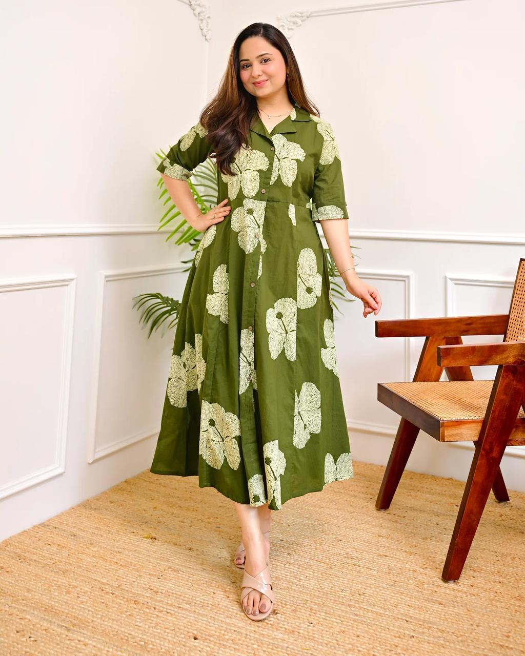 COTTON MIDI DRESS WITH 3 LAYER 2307