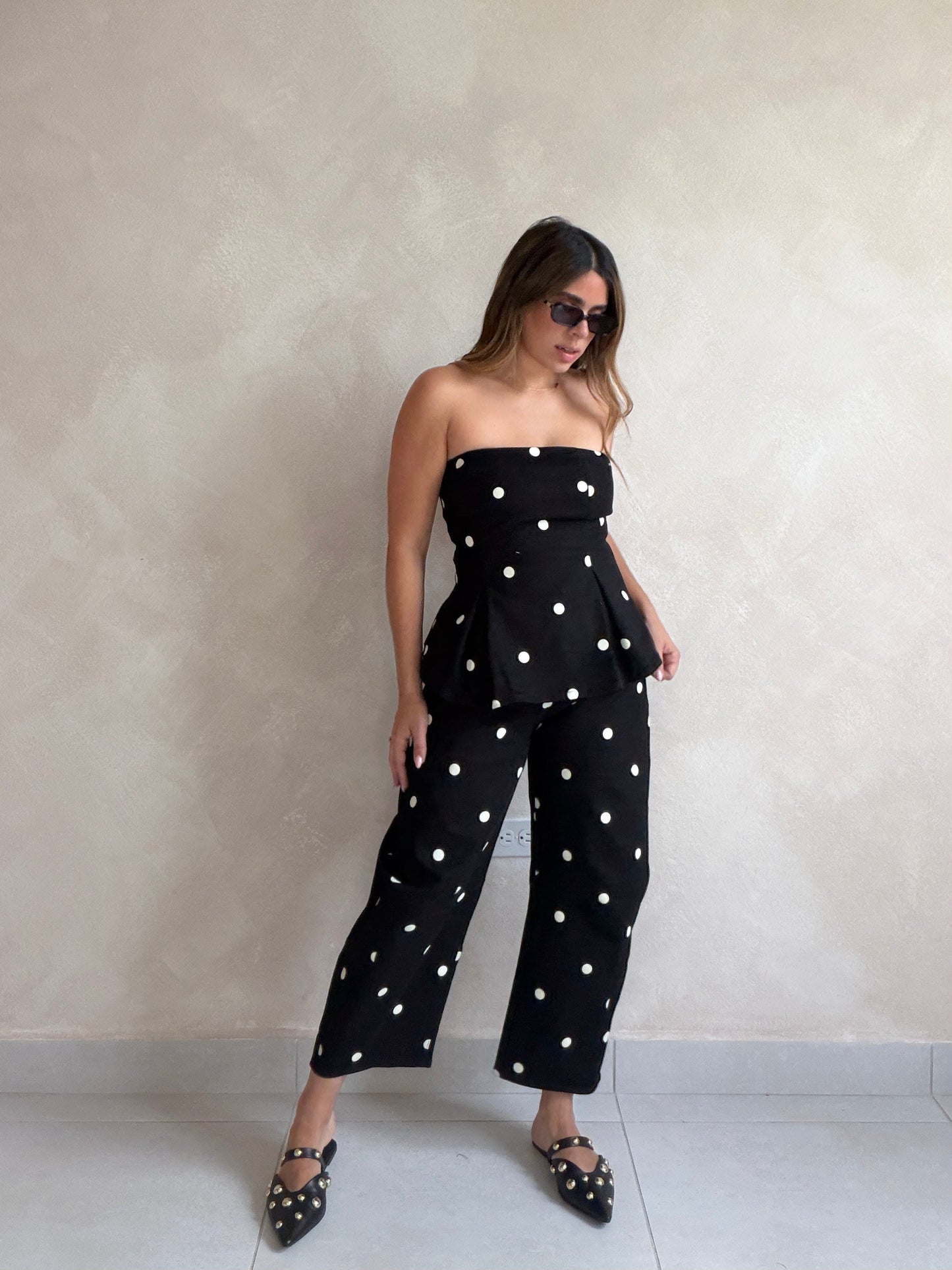 POLKA DOT STRAPLESS JUMPSUIT 2307