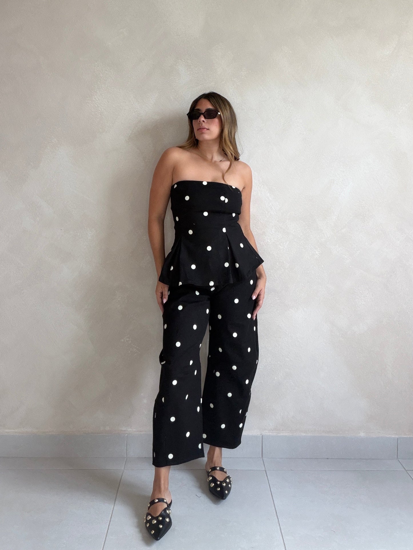 POLKA DOT STRAPLESS JUMPSUIT 2307