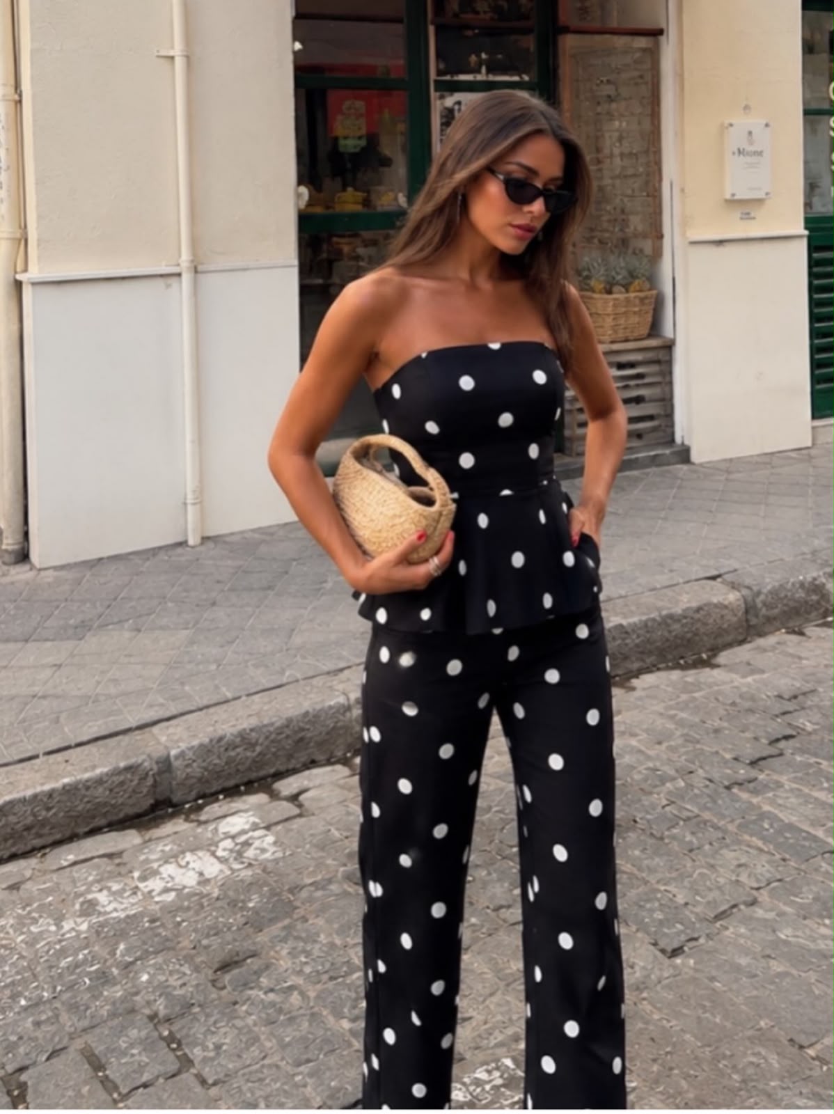 POLKA DOT STRAPLESS JUMPSUIT 2307