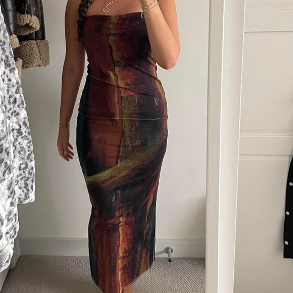 PATTERNED TULLE MIDI DRESS 2002