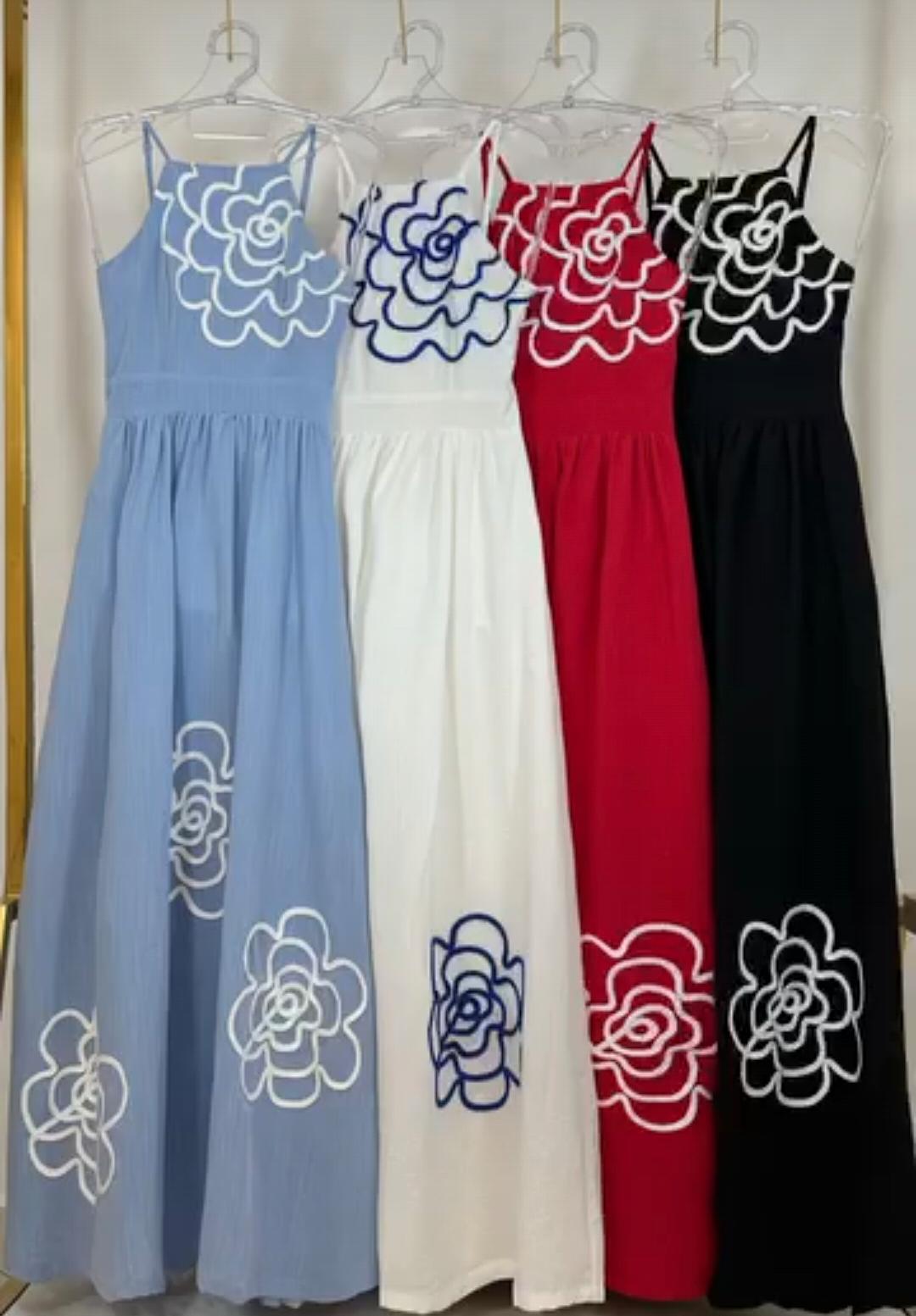 FLORAL EMBROIDERED MAXI DRESS 2004