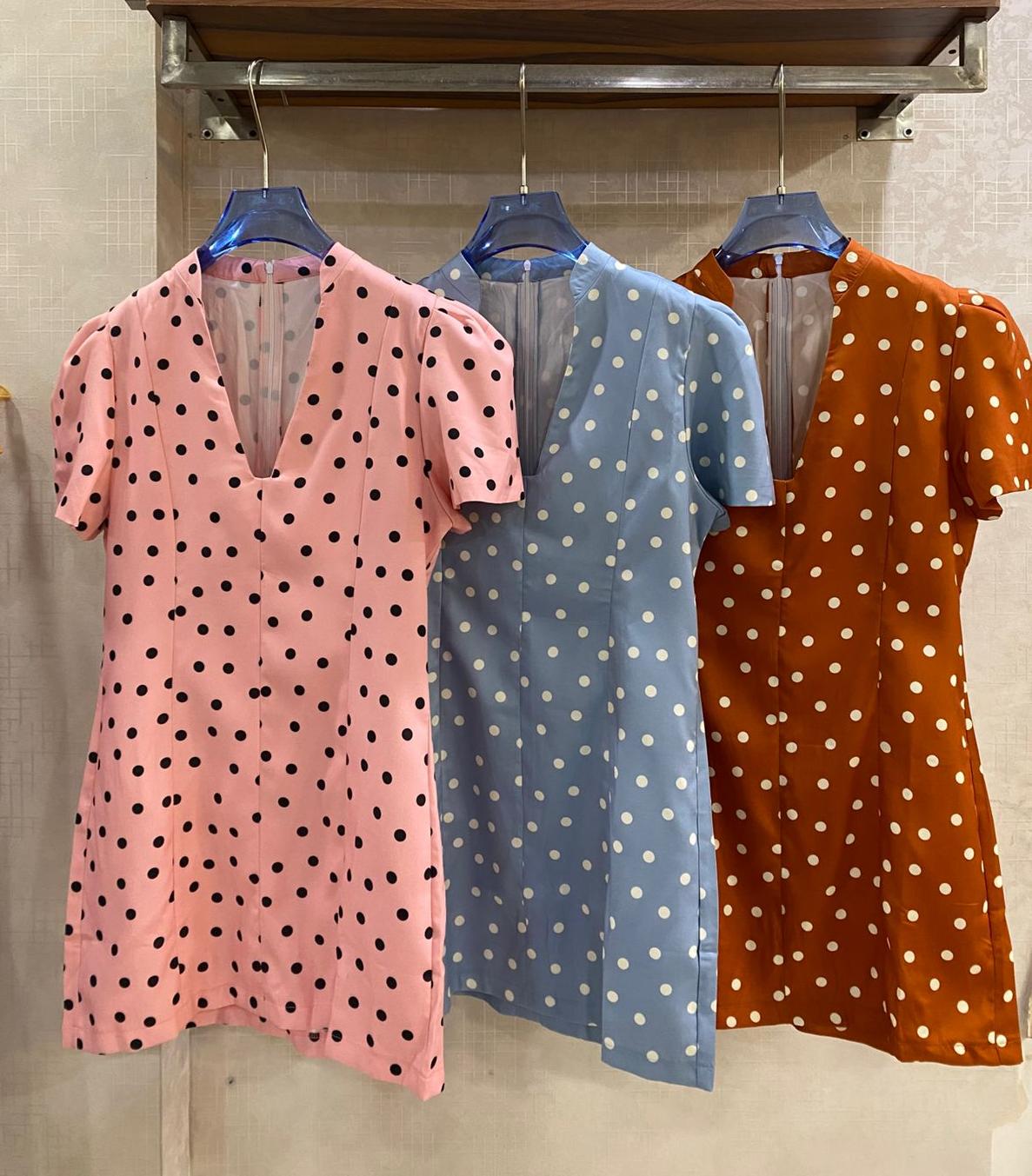 WOMEN’S POLKA DOT PUFF SLEEVE MINI DRESS