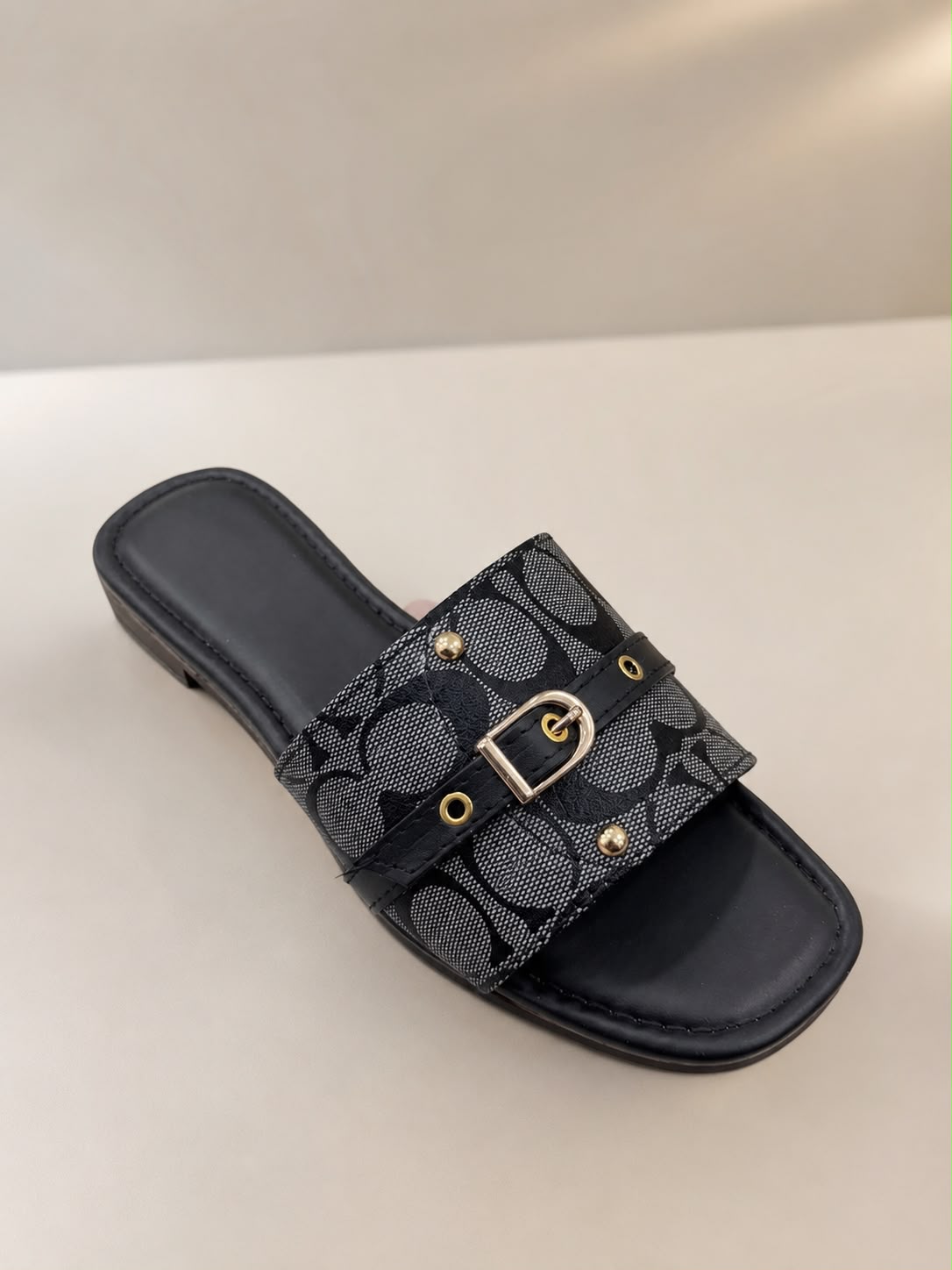 COACH Luxury Monogram Flat Sandals