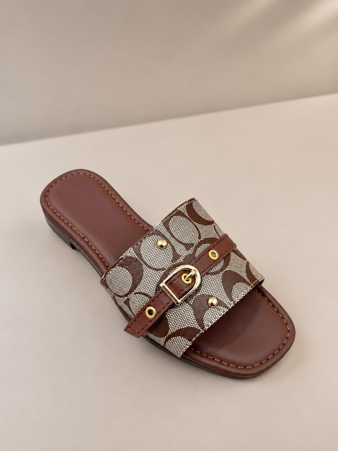 COACH Luxury Monogram Flat Sandals