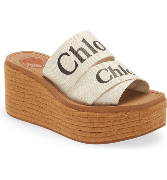 WOODY BEIGE PLATFORM SLIDE